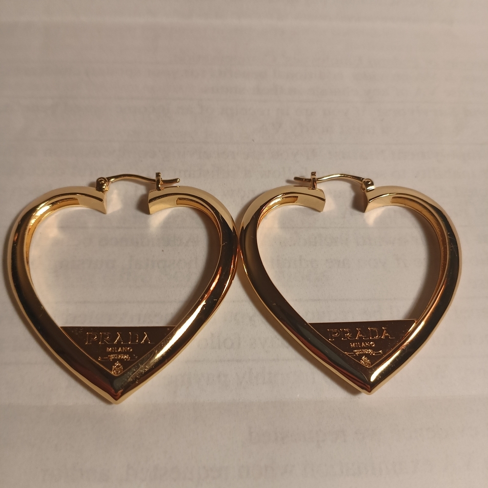 Prada Gold Heart-Shaped Earrings - Picture 9 of 10